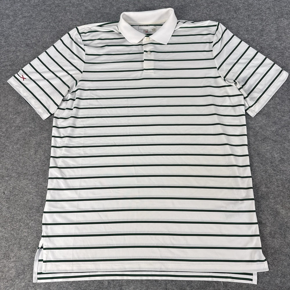 RLX Polo Shirt Mens XL White Striped Performance Golf Preppy Ralph Lauren